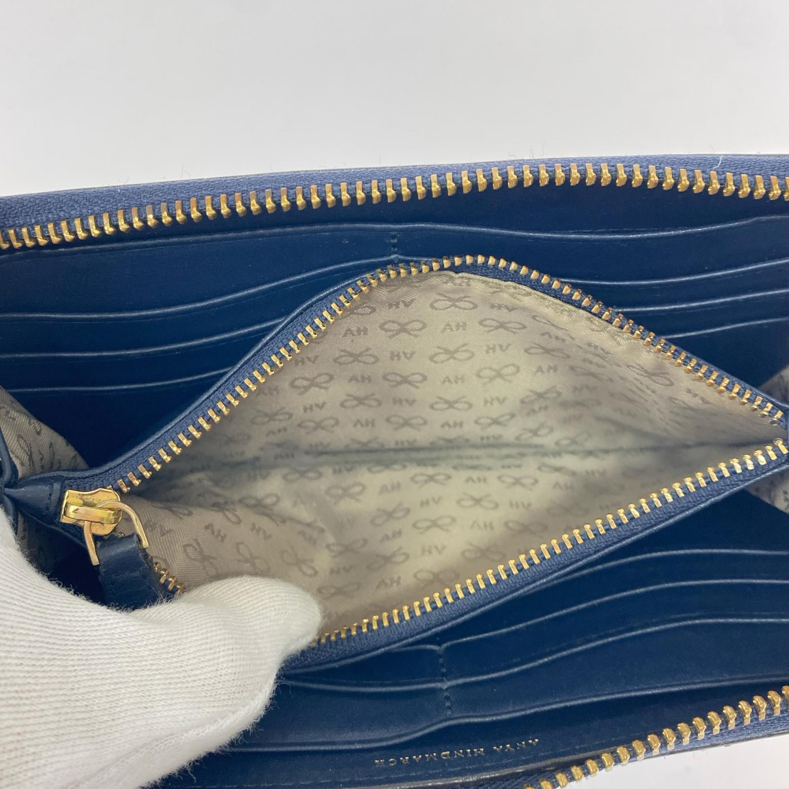 長財布 ANYA HINDMARCH×Tony the Tiger ラウンドジップ ロングウォレット 紺 ネイビー