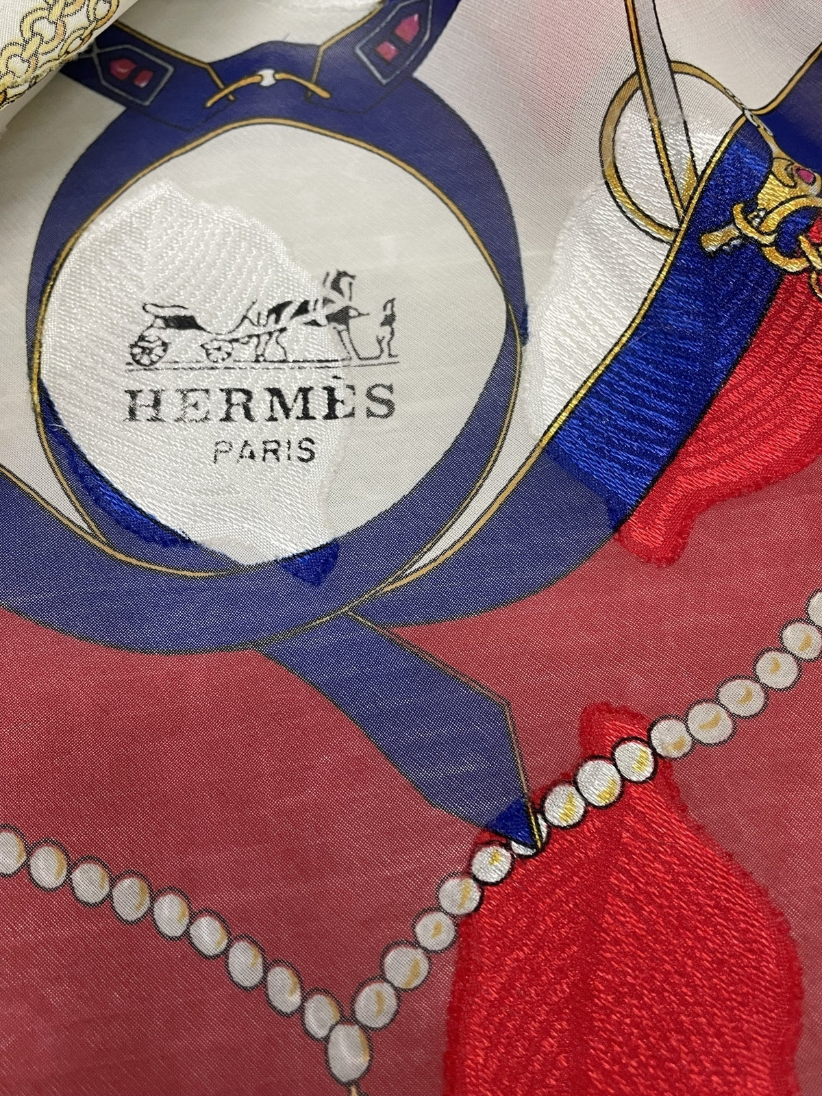 HERMES カレ90 シルクスカーフ 宝石 チェーン