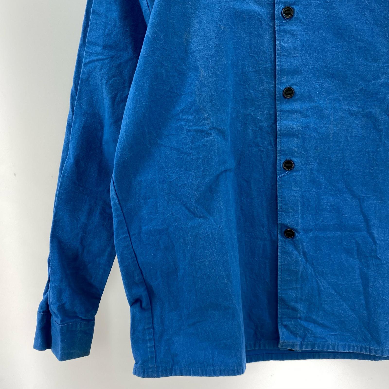 長袖シャツ MAN-TLE WaxCoating BLU S S ブルー