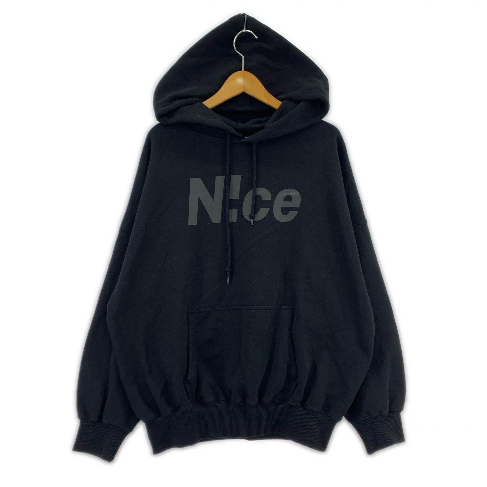 パーカー NICE 黒 パーカー ラージサイズ M ブラック