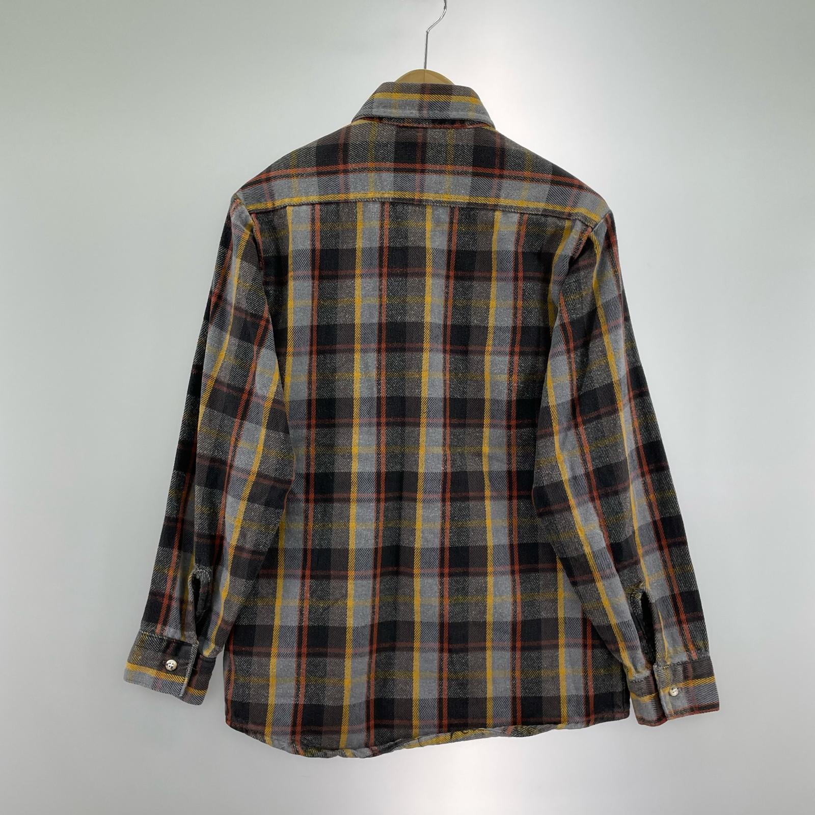 長袖シャツ FIVE BROTHER 90s ヘビーネルシャツ グレー黄 (S) S