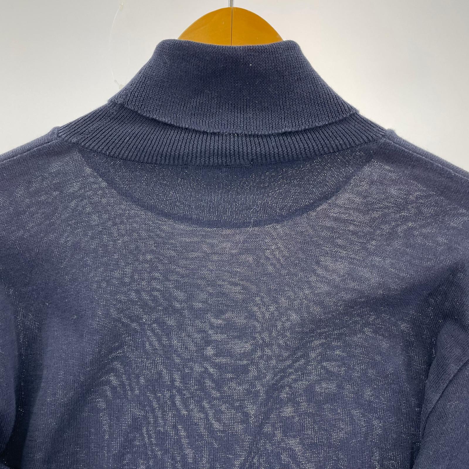 ニット PLEATS PLEASE タートルネックセーター PP53-KK020 紺 (3) 3