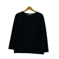 長袖Tシャツ ISSEY MIYAKE ストライプベロアカットソー 黒 M ブラック