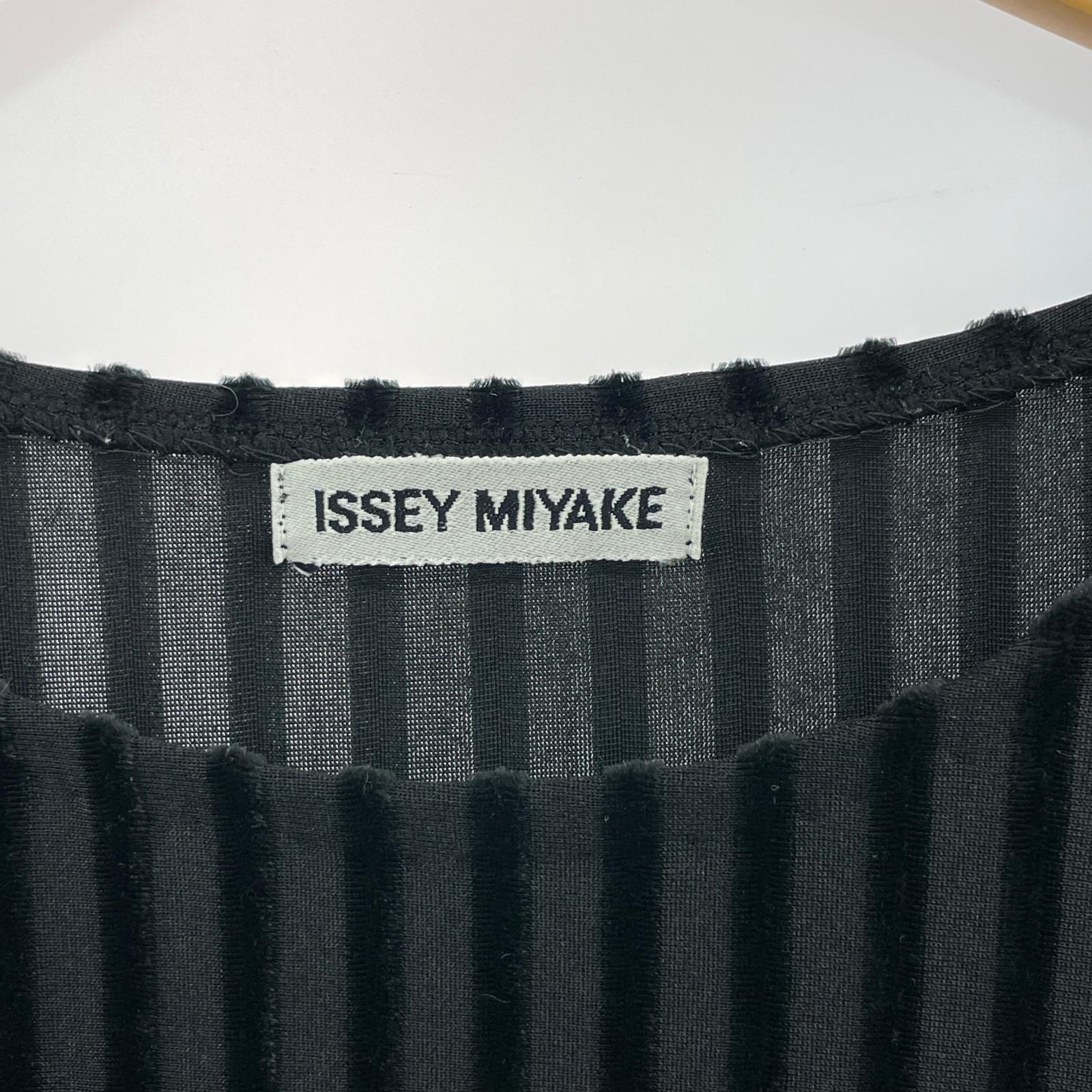 長袖Tシャツ ISSEY MIYAKE ストライプベロアカットソー 黒 M ブラック