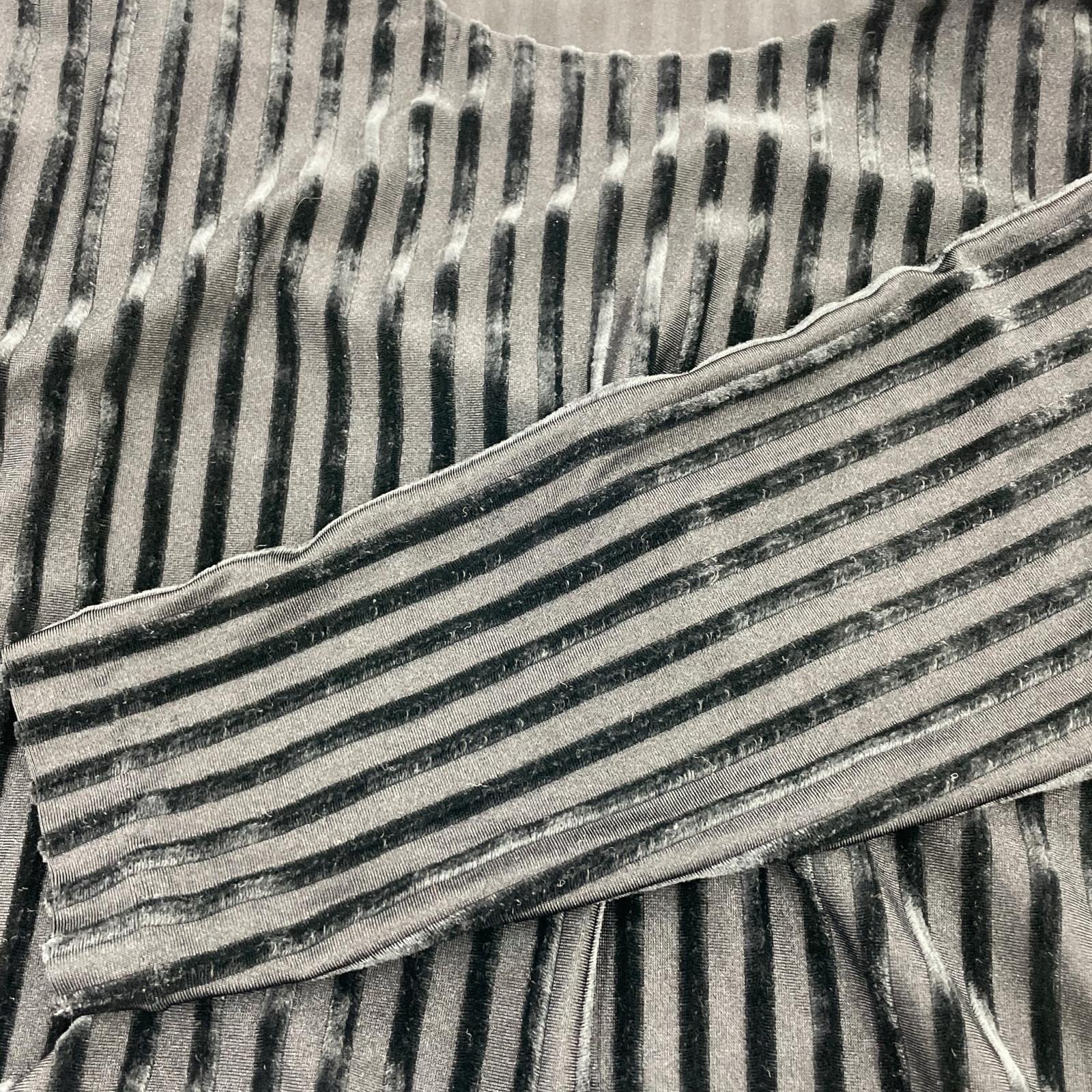 長袖Tシャツ ISSEY MIYAKE ストライプベロアカットソー 黒 M ブラック