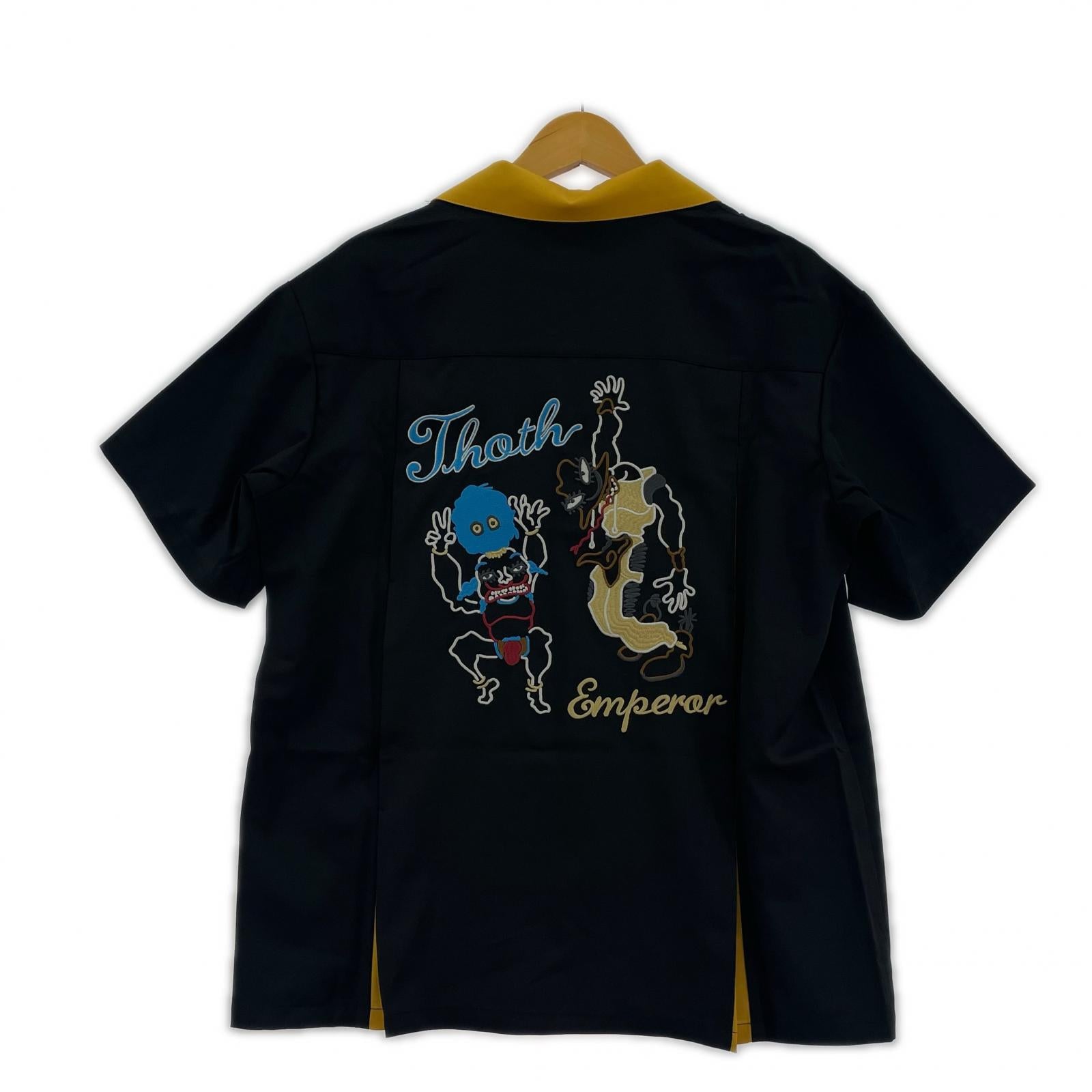 半袖シャツ ×ジョジョの奇妙な冒険 ボウリングシャツ S S ブラック