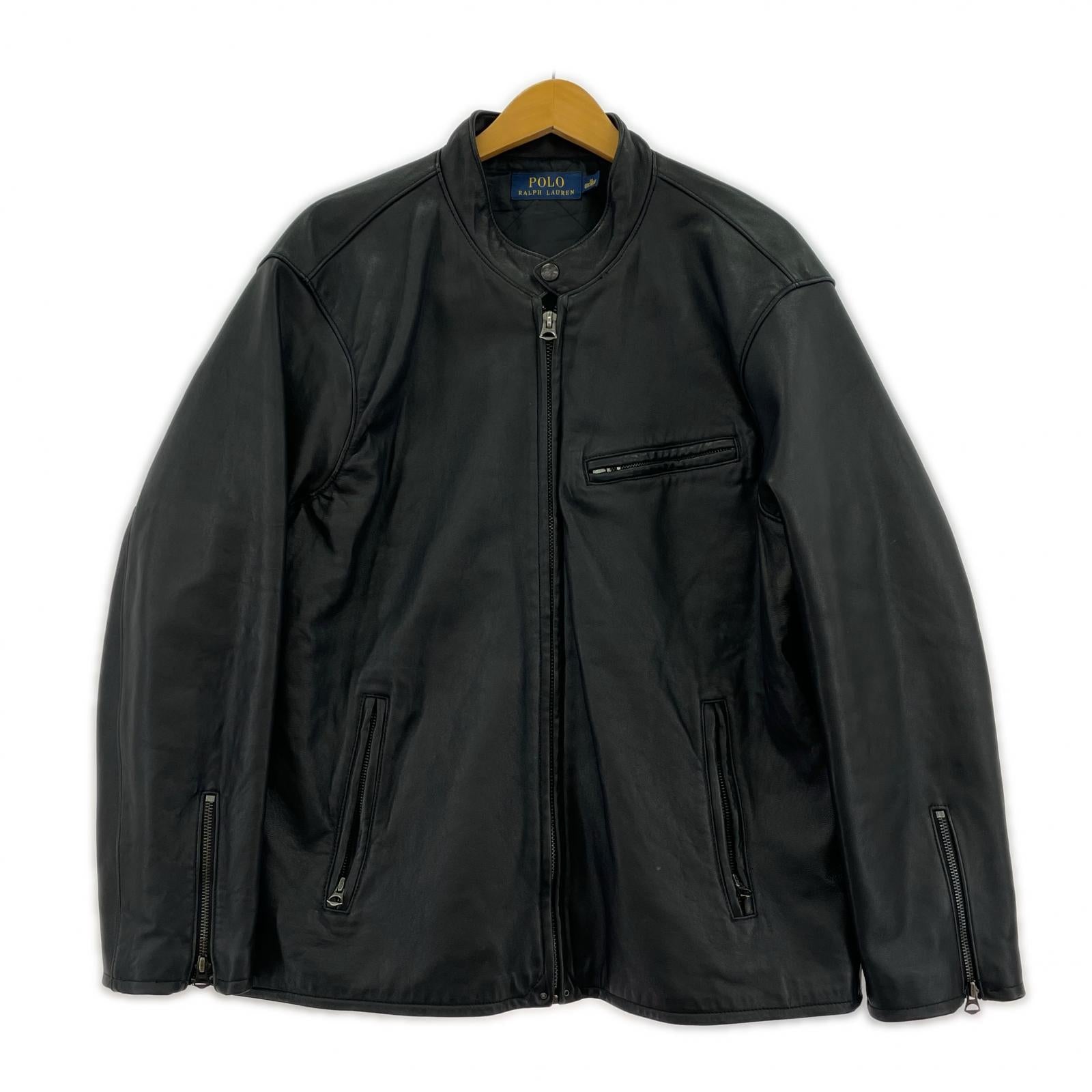 レザージャケット ラムレザー シングル (XL) 黒 ブラック