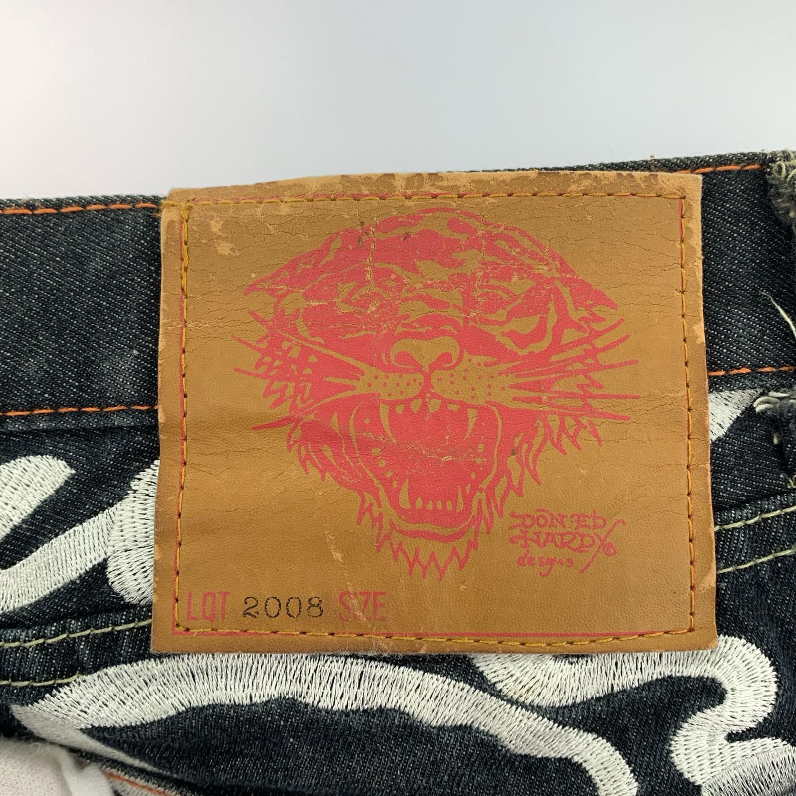 デニムパンツ エドハーディ 刺繍デニムデザインパンツ LOT2008 36 ネイビー
