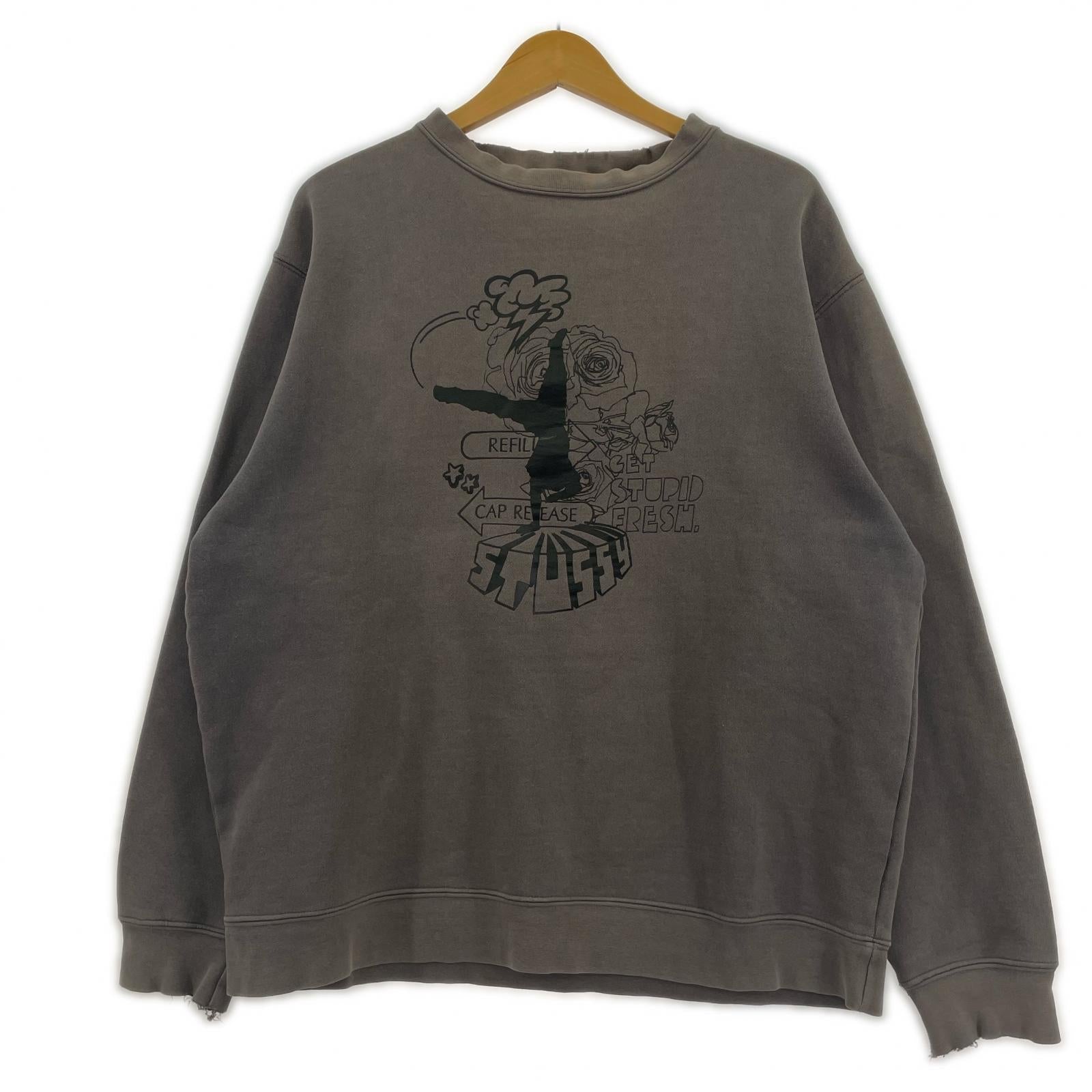 スウェット 00s GET STUPID FRESH フェード グレー L L グレー