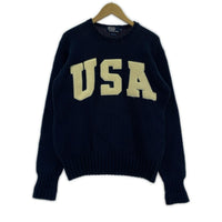 ニット 90s USA BIG LOGO ワッペン ニット NVY M M ネイビー