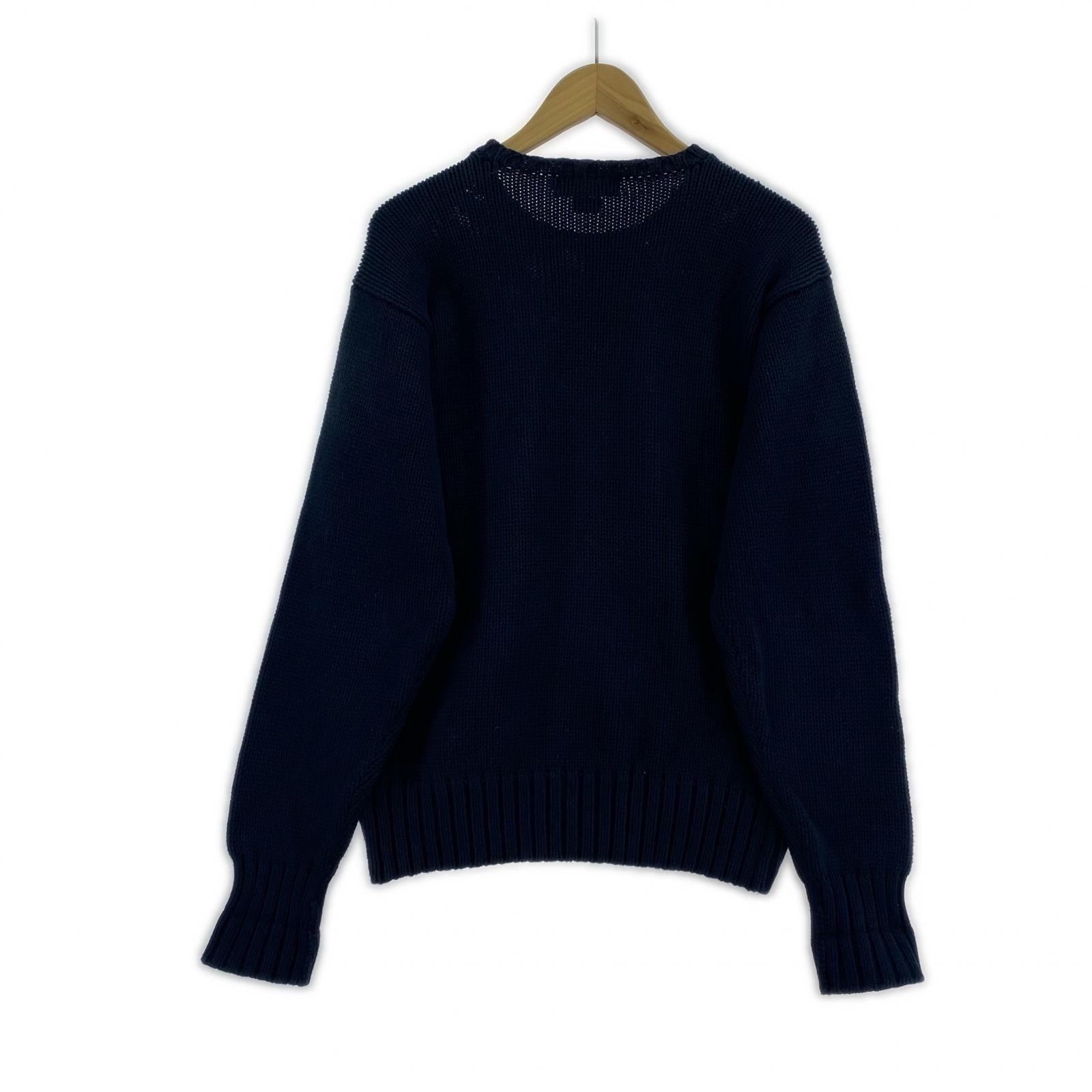 ニット 90s USA BIG LOGO ワッペン ニット NVY M M ネイビー