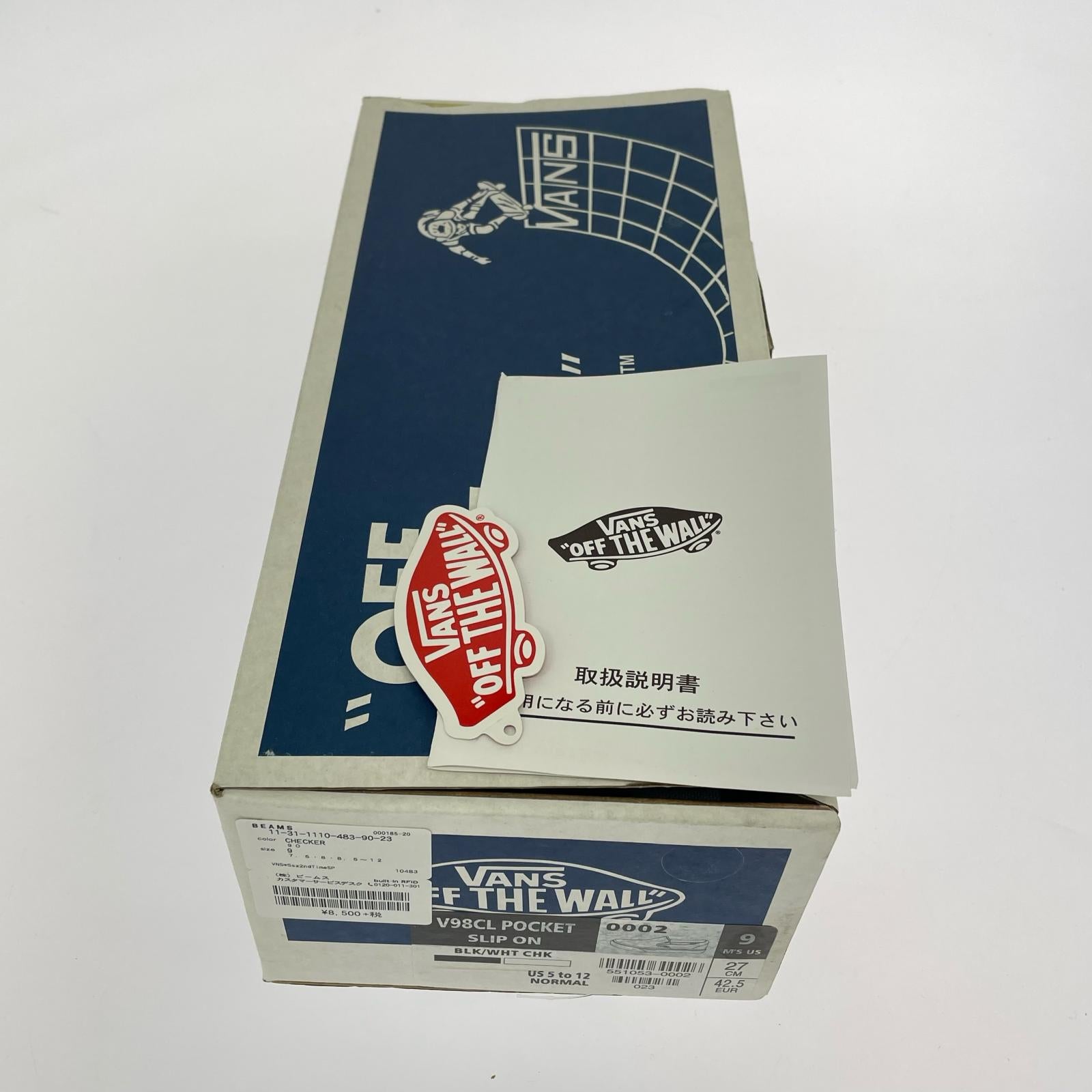 スニーカー VANS×SSZ POCKET SLIP-ON WHT CHK 27.0 27cm (US9 UK8 1/2 EU44) ホワイト