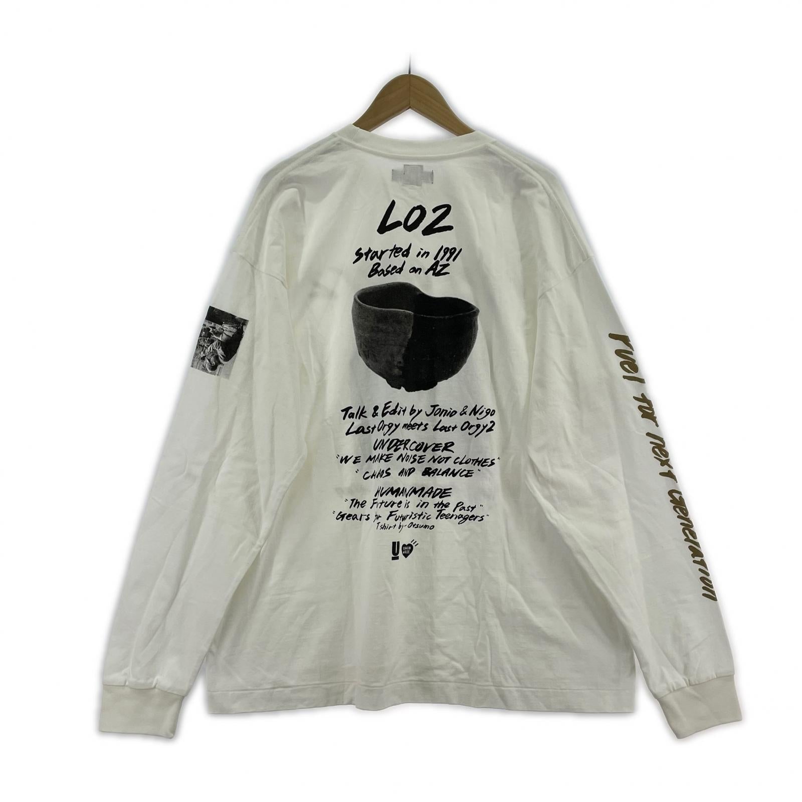 長袖Tシャツ プリントTee white XXL ホワイト