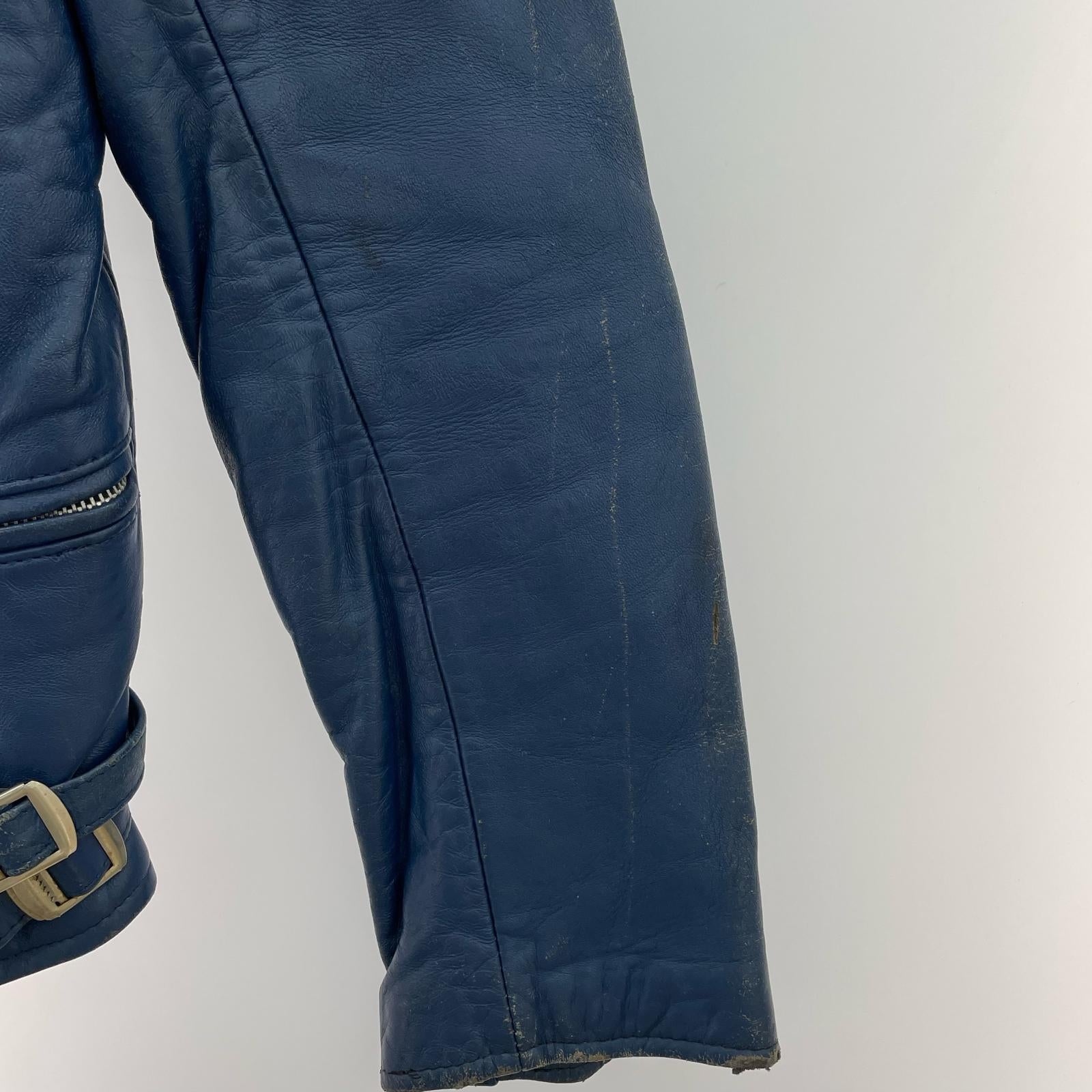 ライダースジャケット 70s 80s SUPER A FASHION イングランド製 ロンジャン ブルー