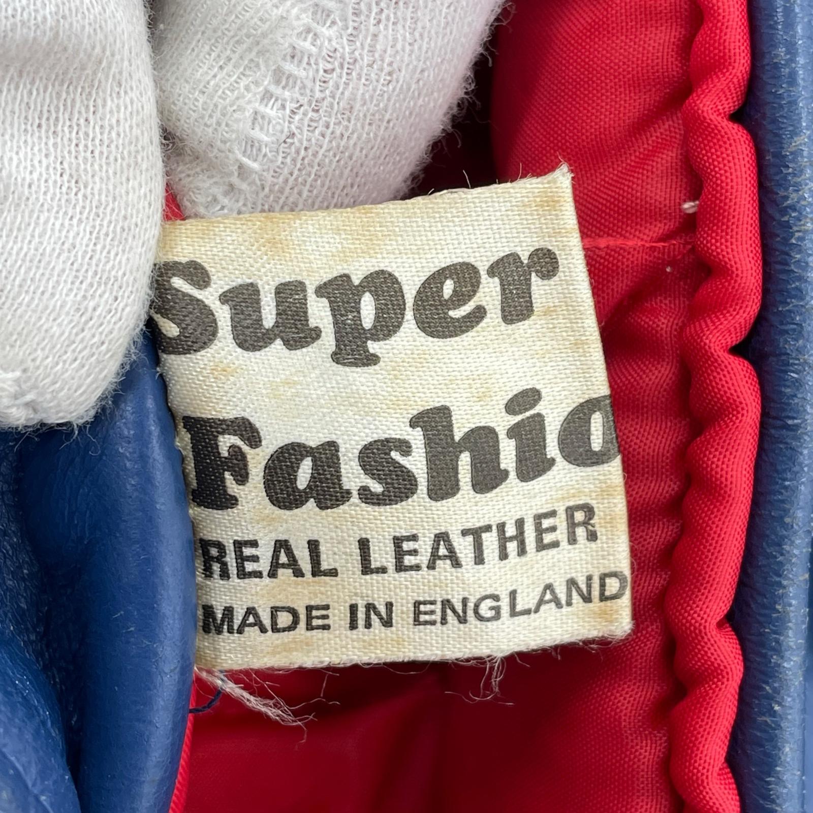 ライダースジャケット 70s 80s SUPER A FASHION イングランド製 ロンジャン ブルー