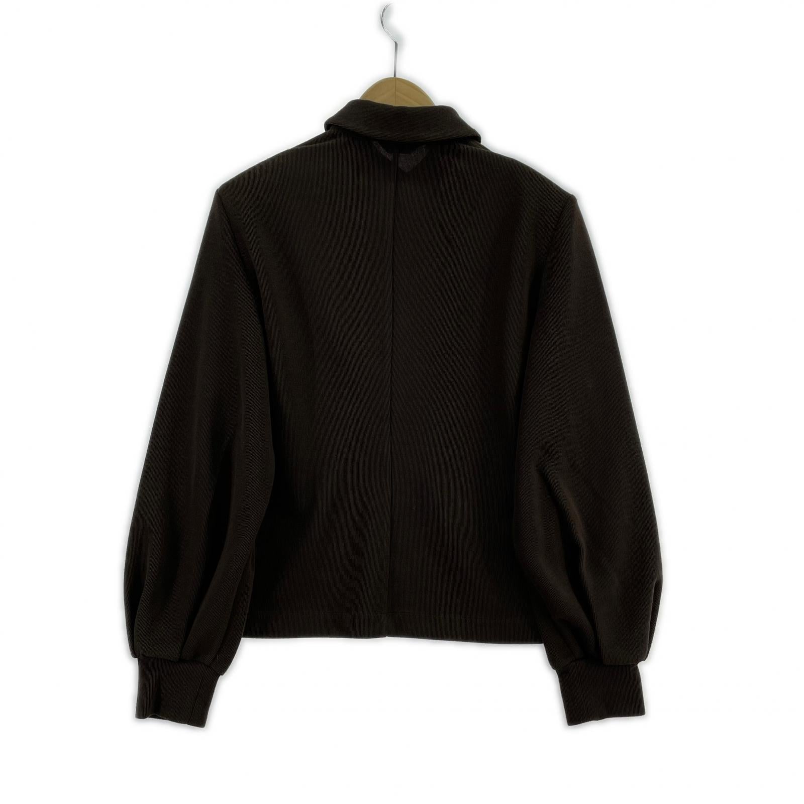 ニット POWER SHOULDER POLO TOPS 茶 1 ブラウン