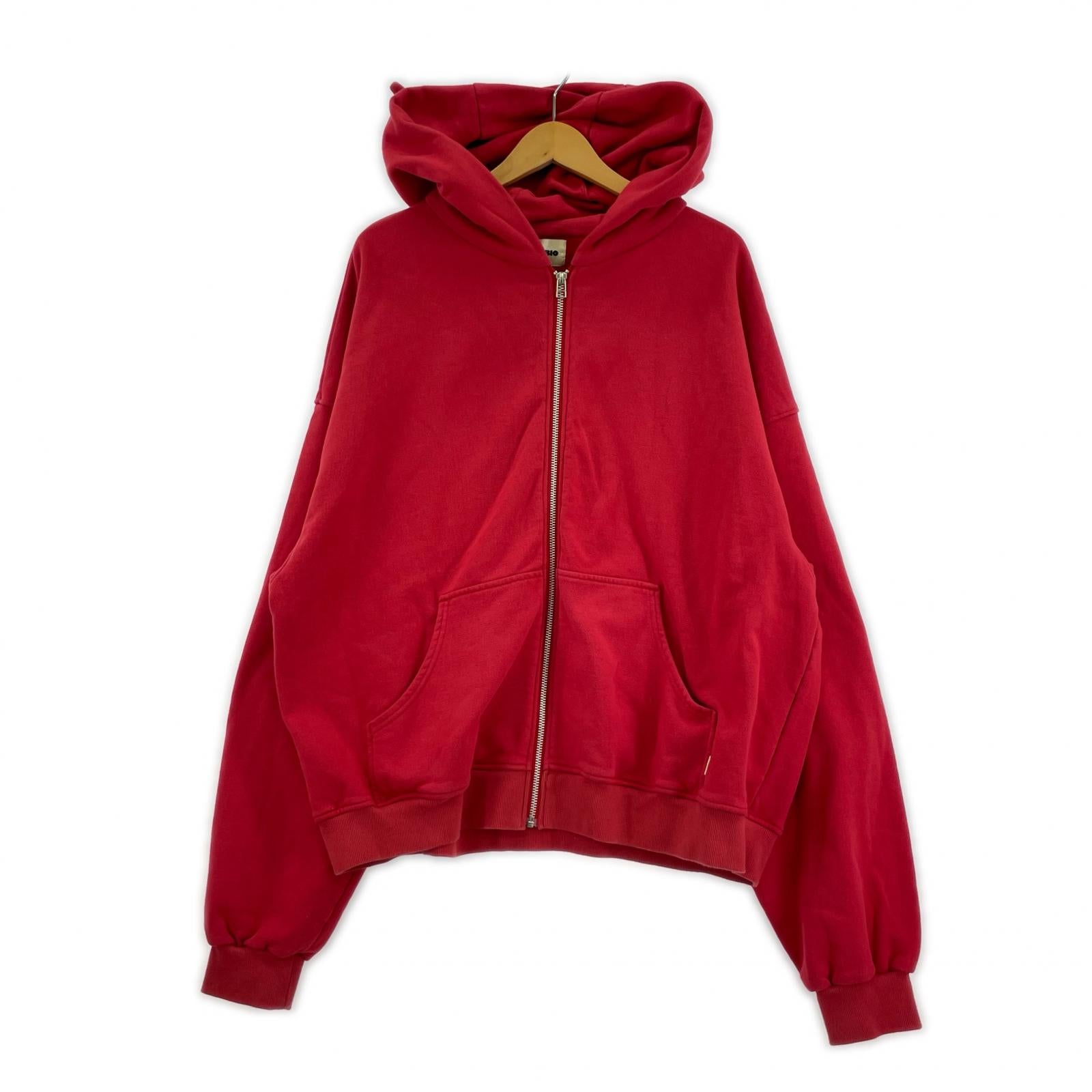 パーカー BIO FADED MONSTER ZIP HOODIE RED L レッド