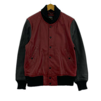 ジャケット 羊革 レザージャケット ブラック/レッド SIZE:M M