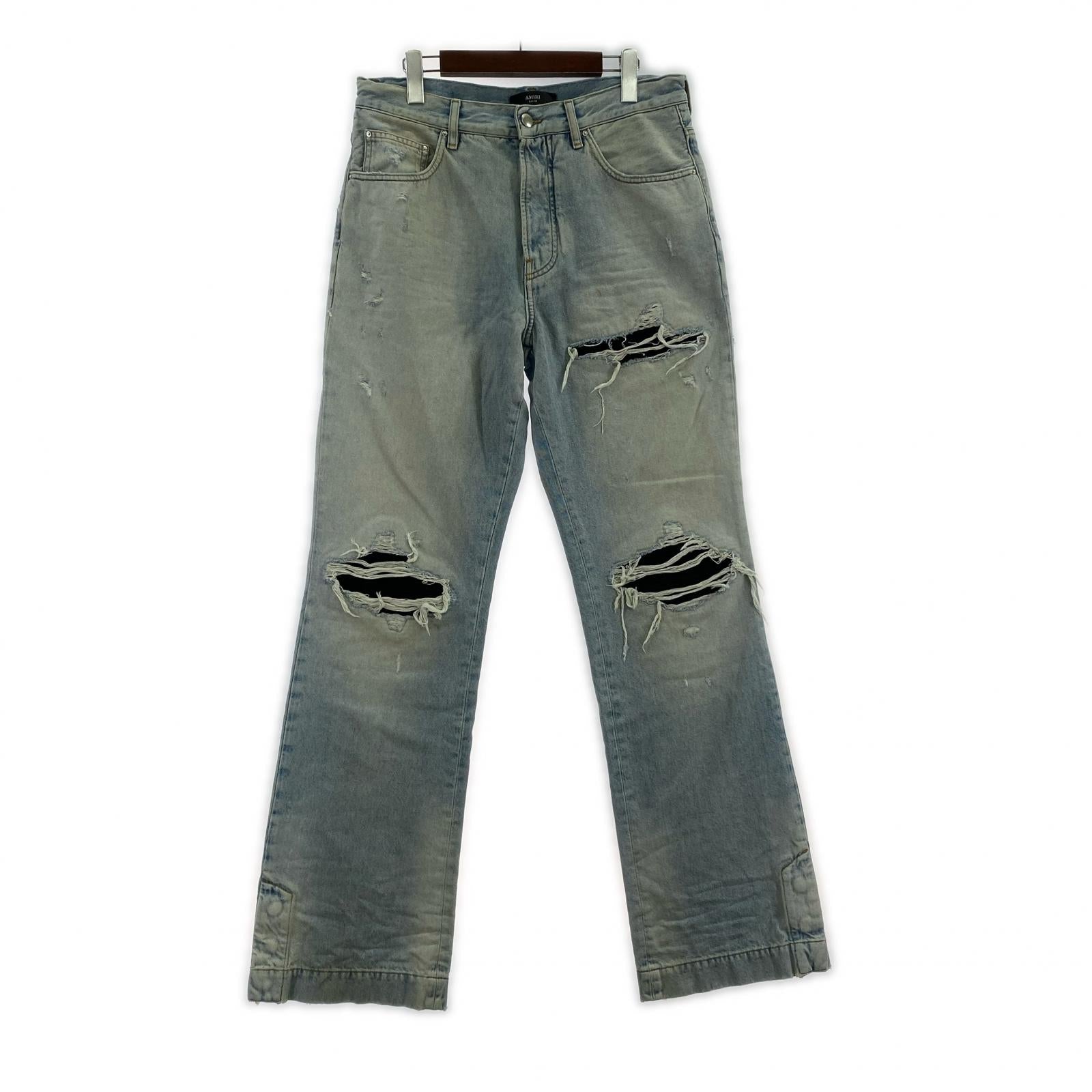 デニムパンツ AMIRI 26SS MX1 STRAIGHT FLARE JEAN 32 サックス 32 ブルー