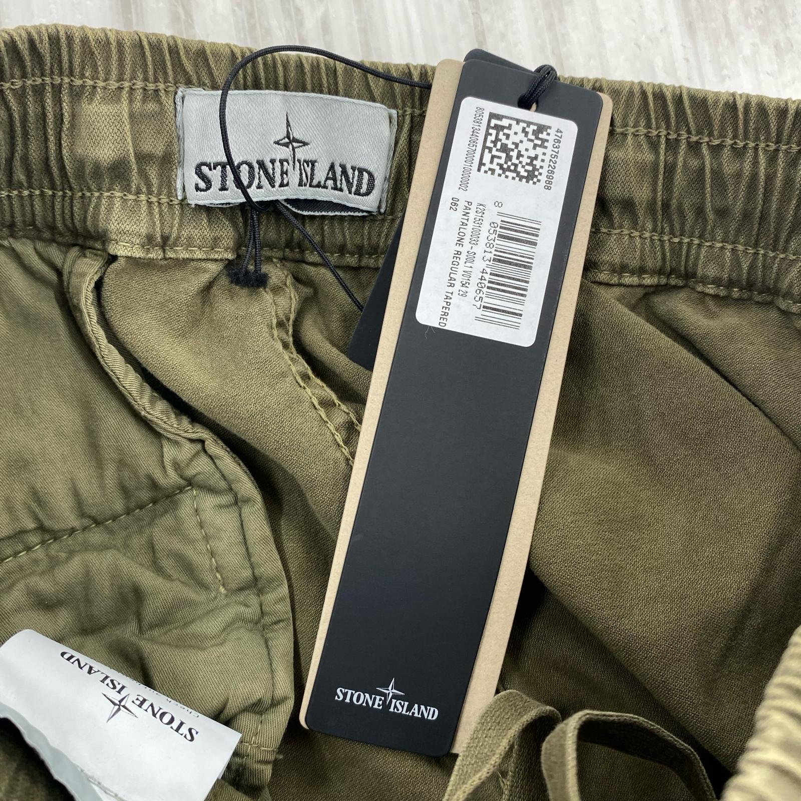 パンツ STONE ISLAND TYPE RE-T ガーメントダイ ストレッチカーゴパンツ W29 オリーブ 29