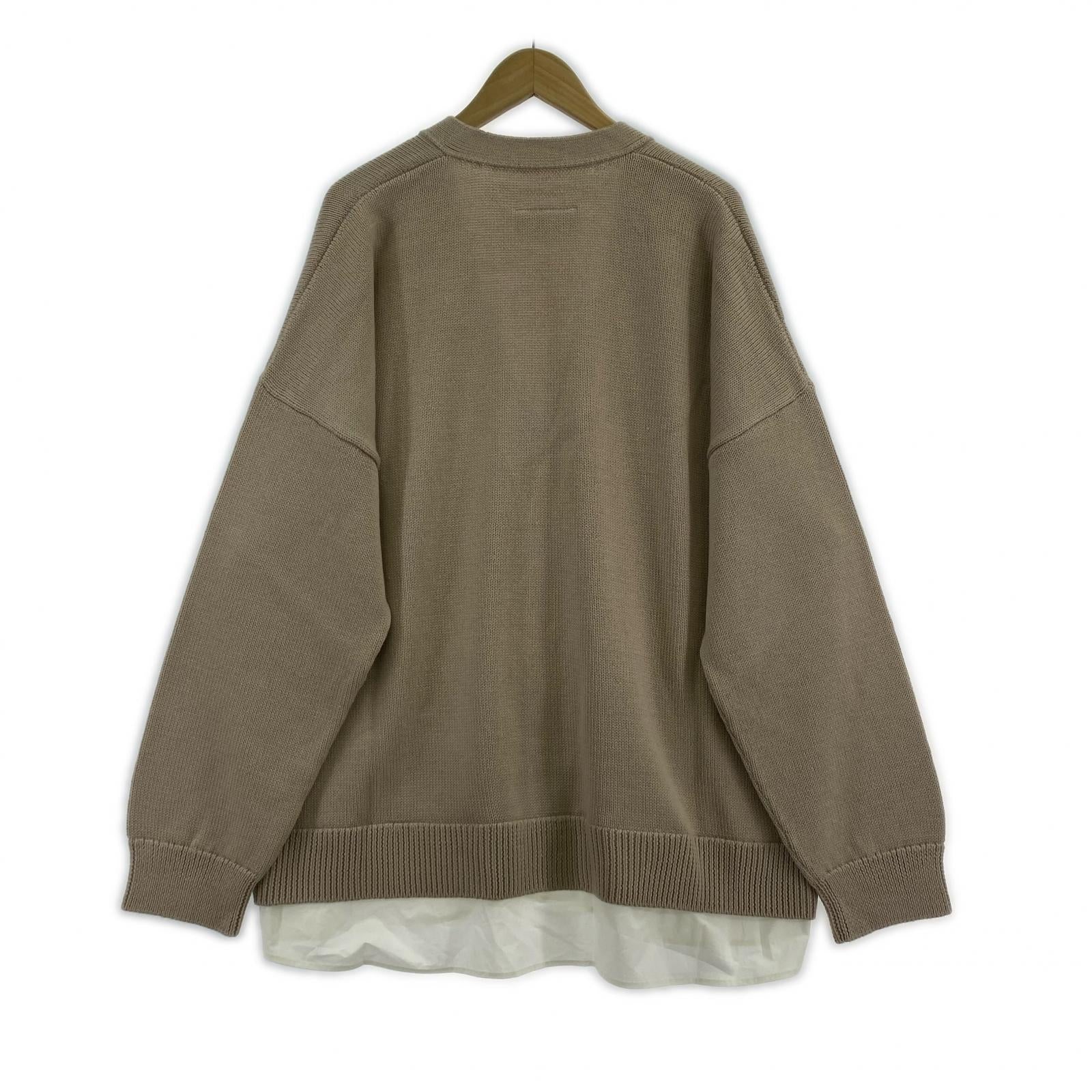 カーディガン MM6 26SS BIG M Cardigan レイヤードカーディガン XL ベージュ×ホワイト