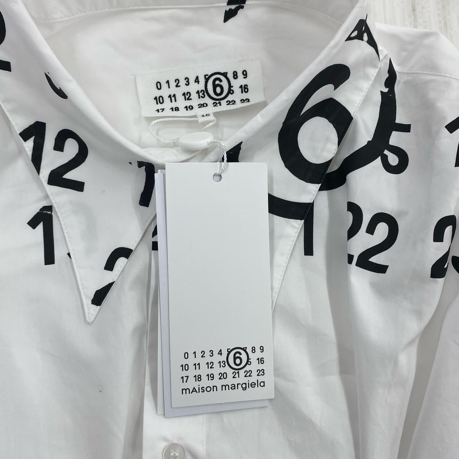 長袖シャツ MM6 26SS プリントロングシャツ 16Y ホワイト ホワイト