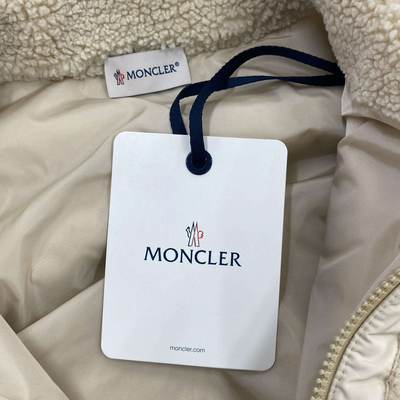 ジャケット MONCLER ZIP UP CARDIGAN ボアフリースジャケット M アイボリー M