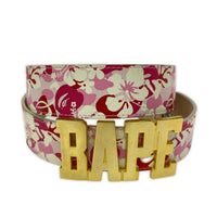 その他アクセサリー BAPEバックル レザーベルト ピンク