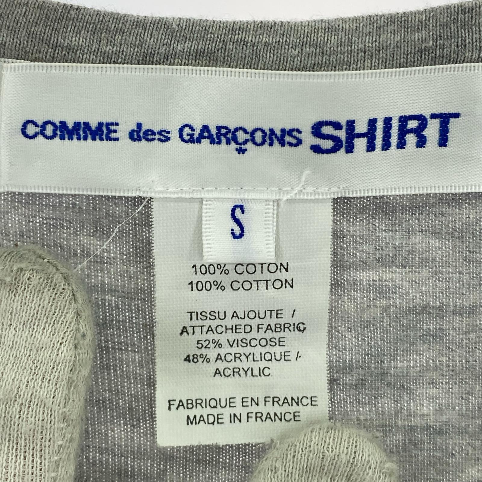長袖Tシャツ 袖ドッキング ストライプシャツ グレー S S グレー