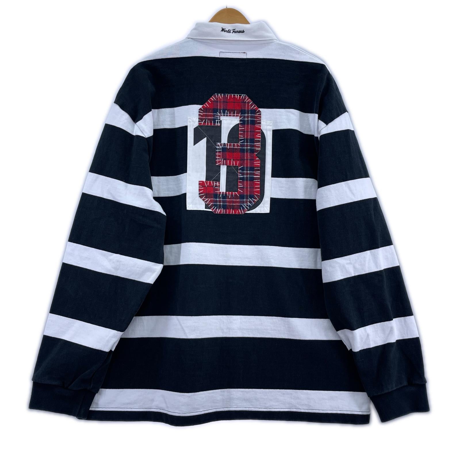長袖Tシャツ Supreme 25FW Stripe Rugby 黒×白 (XL)
