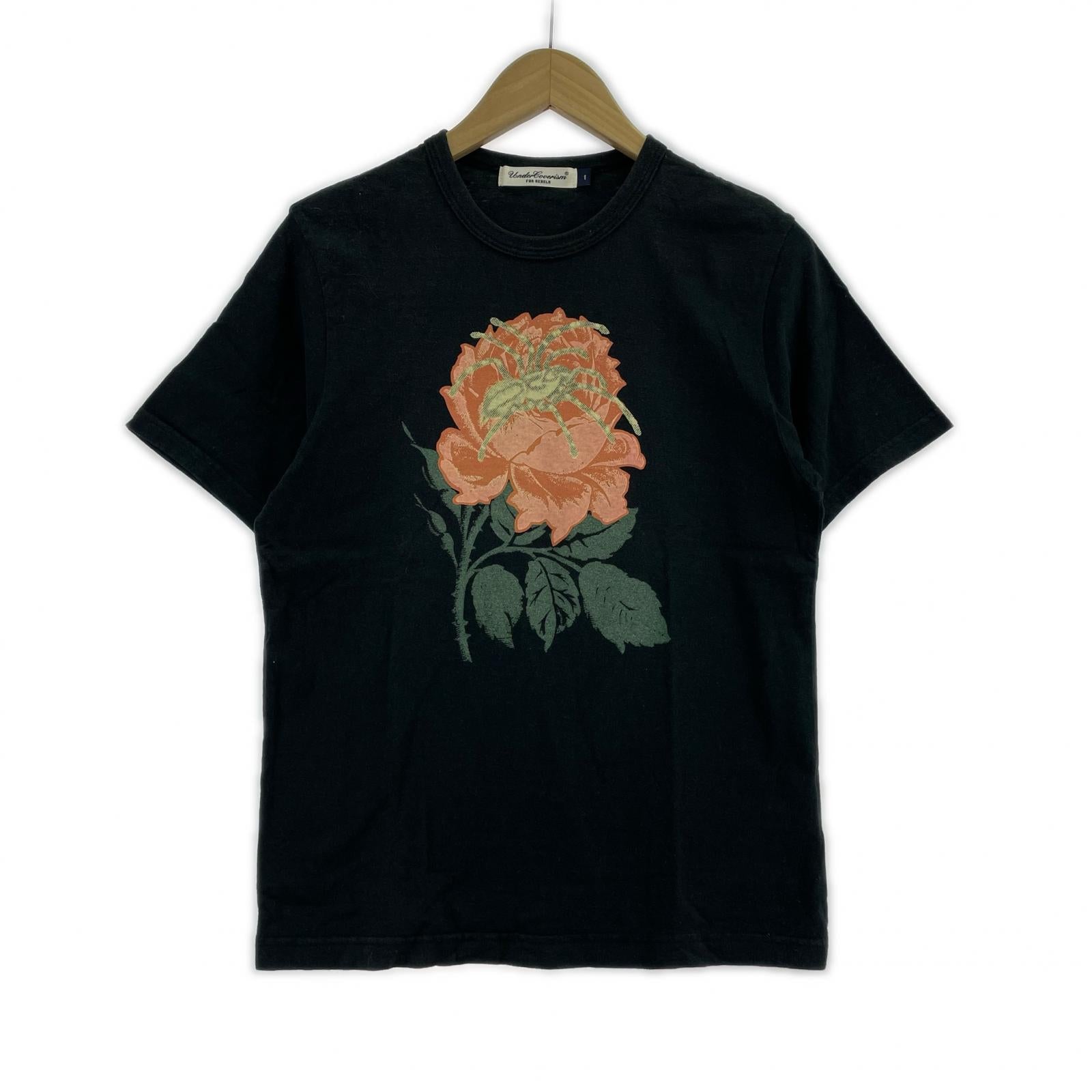 半袖Tシャツ 蜘蛛薔薇 1 ブラック