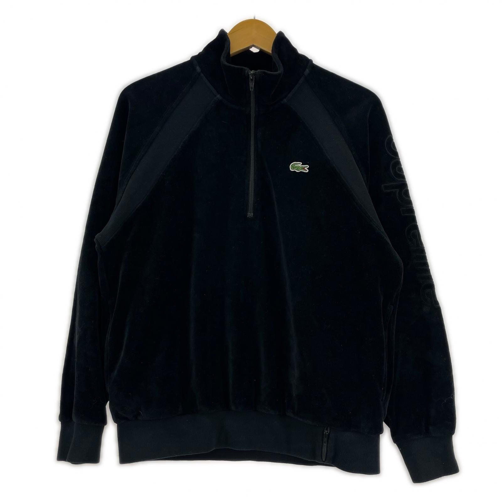 ジャケット LACOSTE Velour Half-Zip Track Top BLK S S ブラック