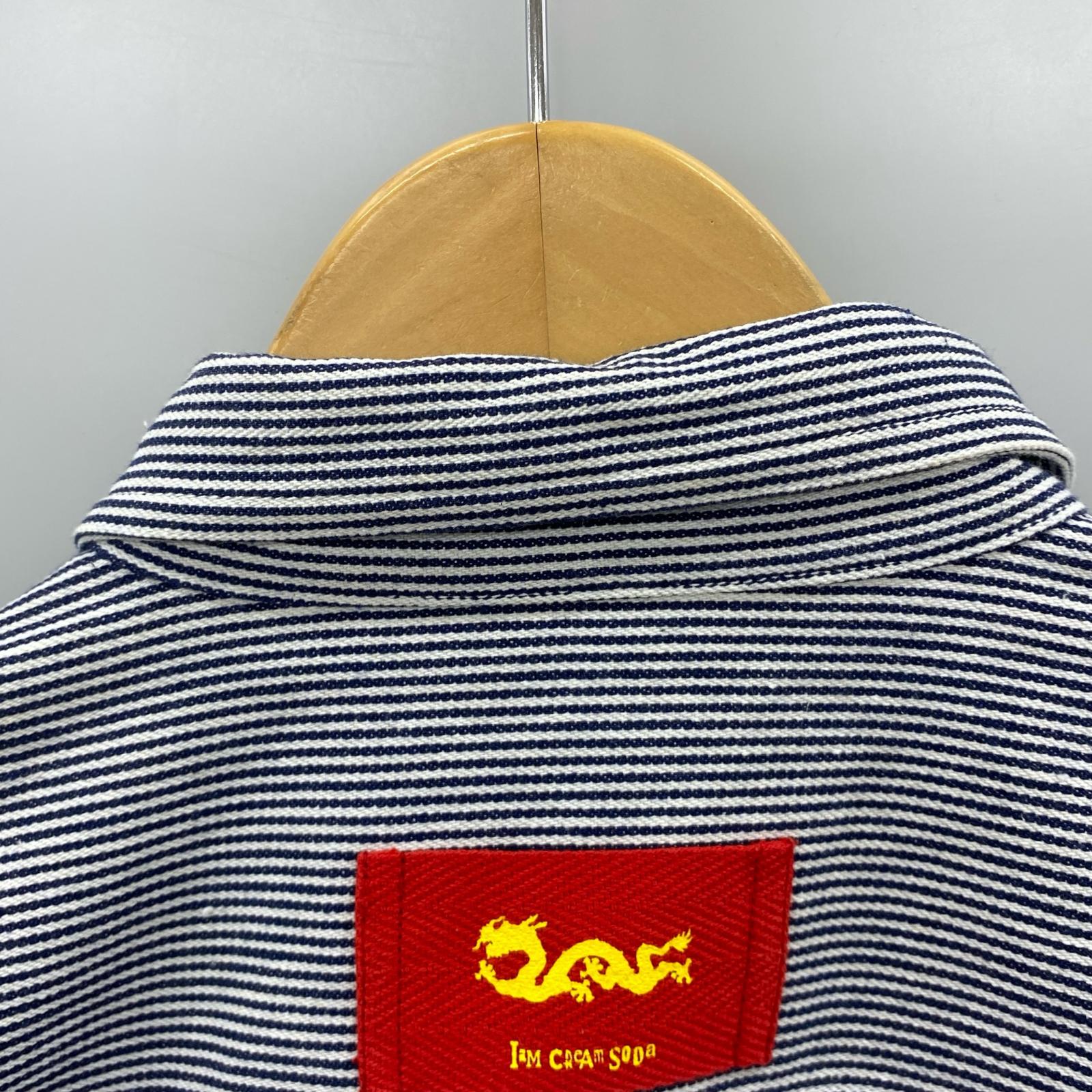 長袖シャツ ヒッコリー L L グレー