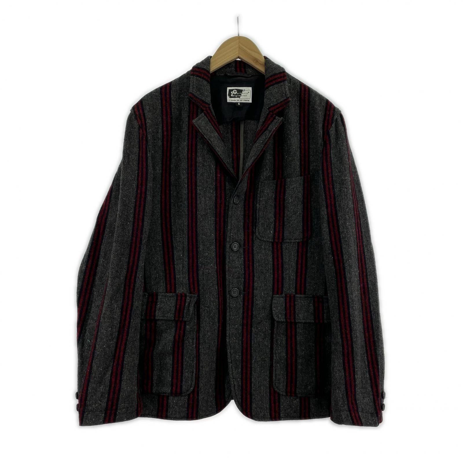 ジャケット wool stripe jacket S S グレー