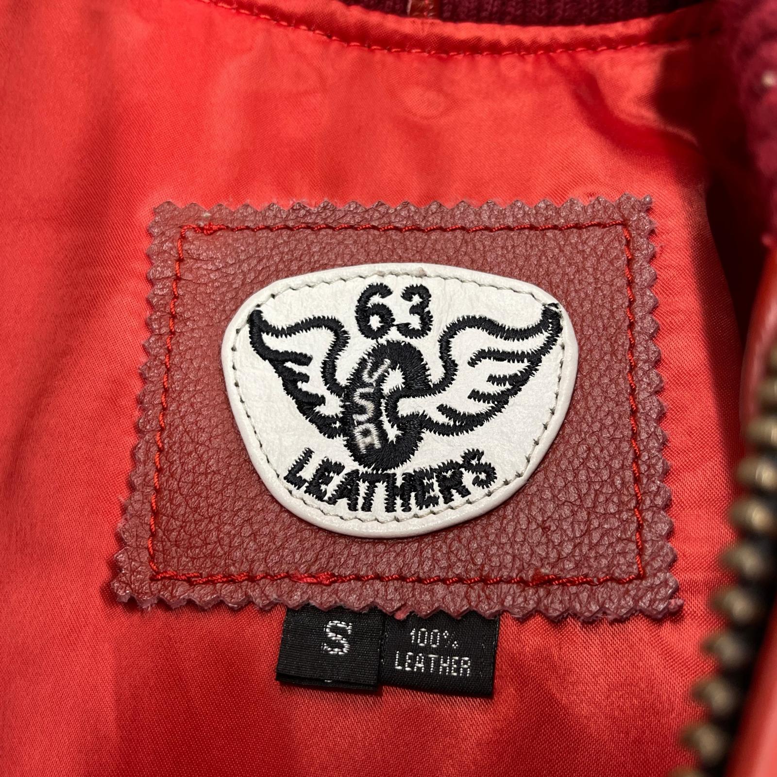 レザージャケット 63 LEATHERS ブルゾン 赤 S S レッド