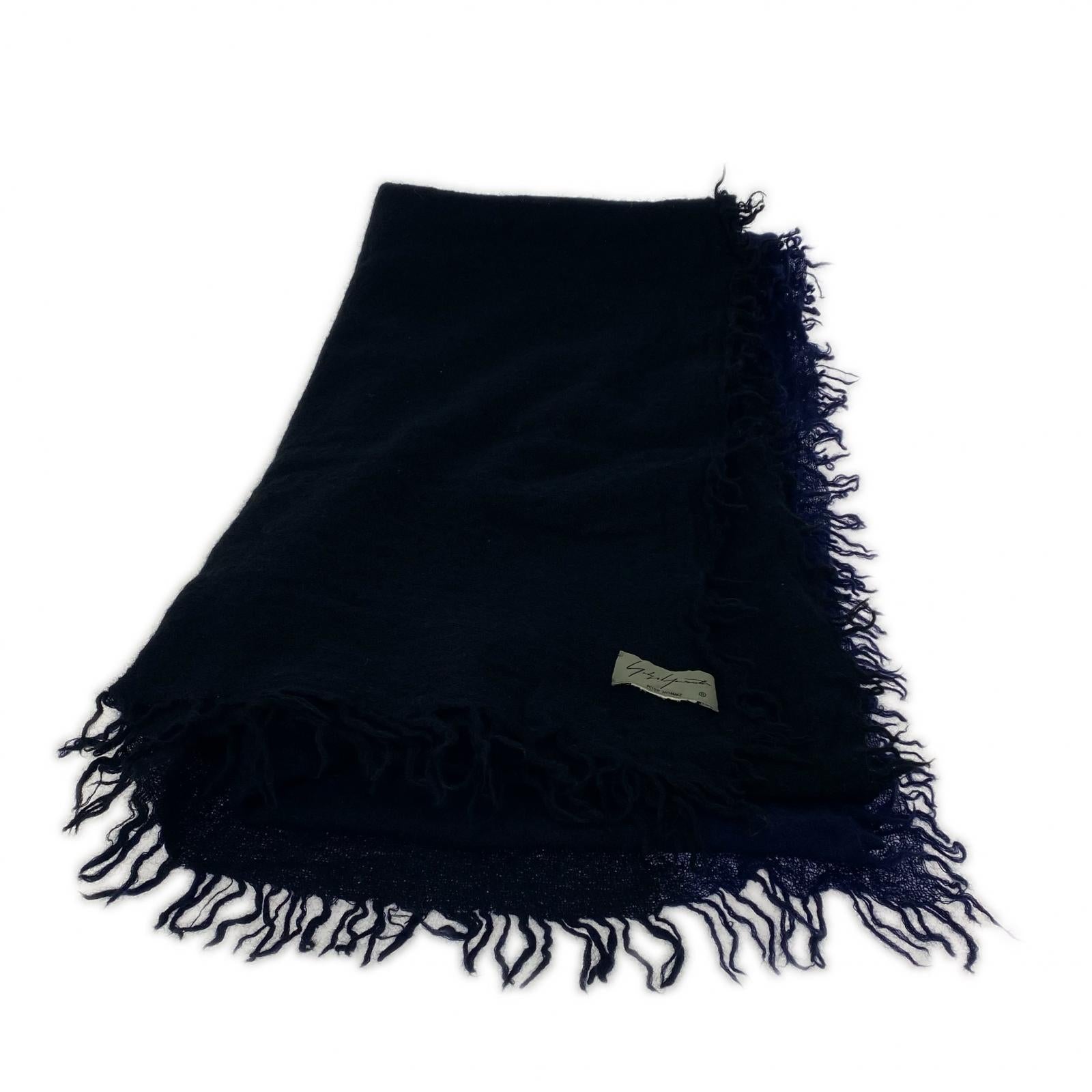 その他アクセサリー Yohji Yamamoto POUR HOMME 2トーン 大判ストール ブラック×ネイビー