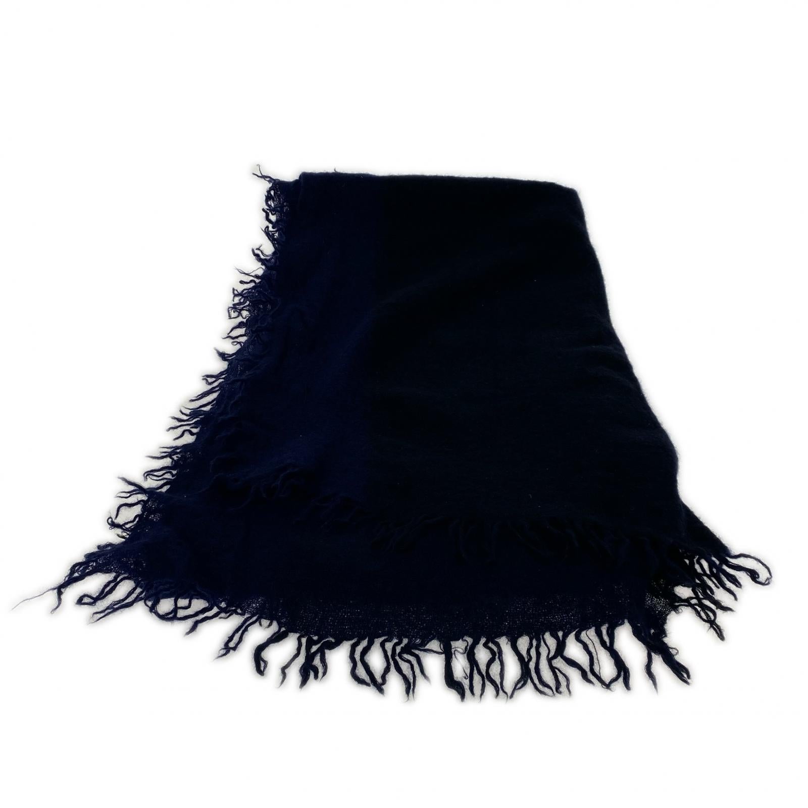 その他アクセサリー Yohji Yamamoto POUR HOMME 2トーン 大判ストール ブラック×ネイビー