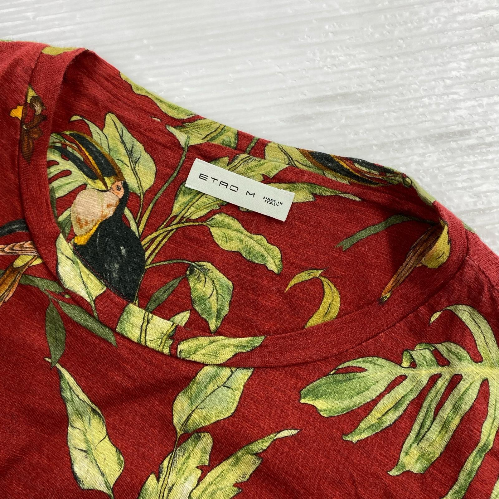 半袖Tシャツ ETRO S/S総柄プリントTee 赤 M レッド