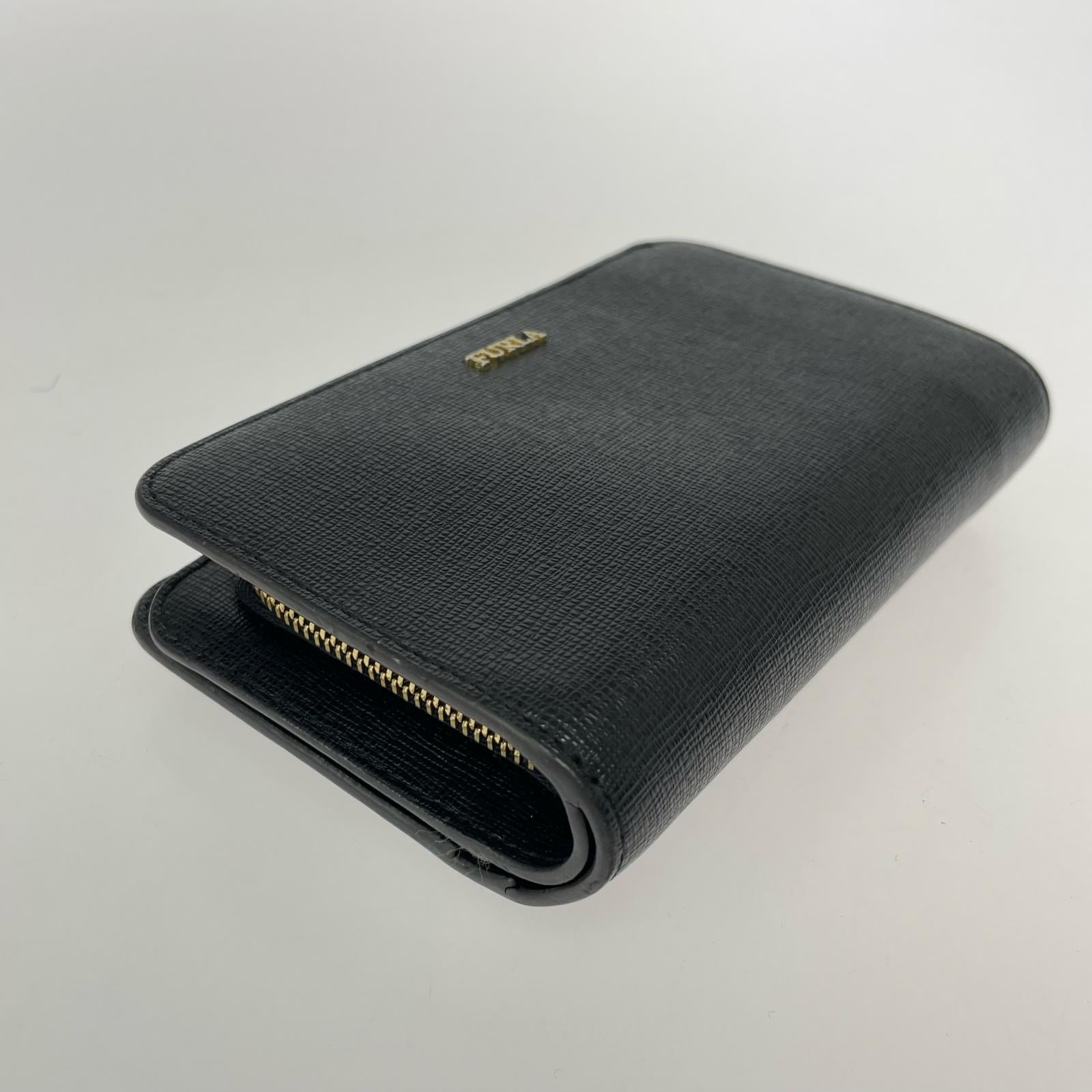 コンパクトウォレット 二つ折り財布/レザー/BLK ブラック