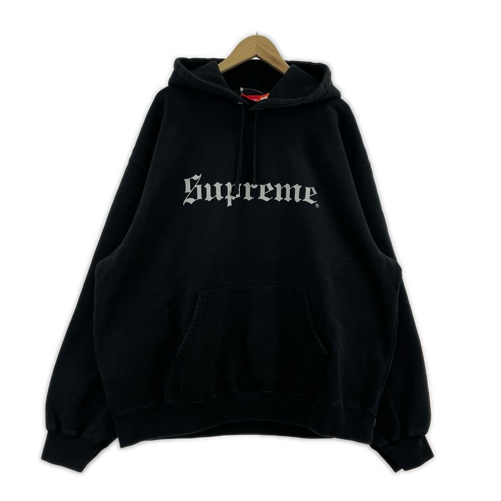 パーカー Supreme 25AW Washed Old English Hooded Black XXL 黒 ブラック