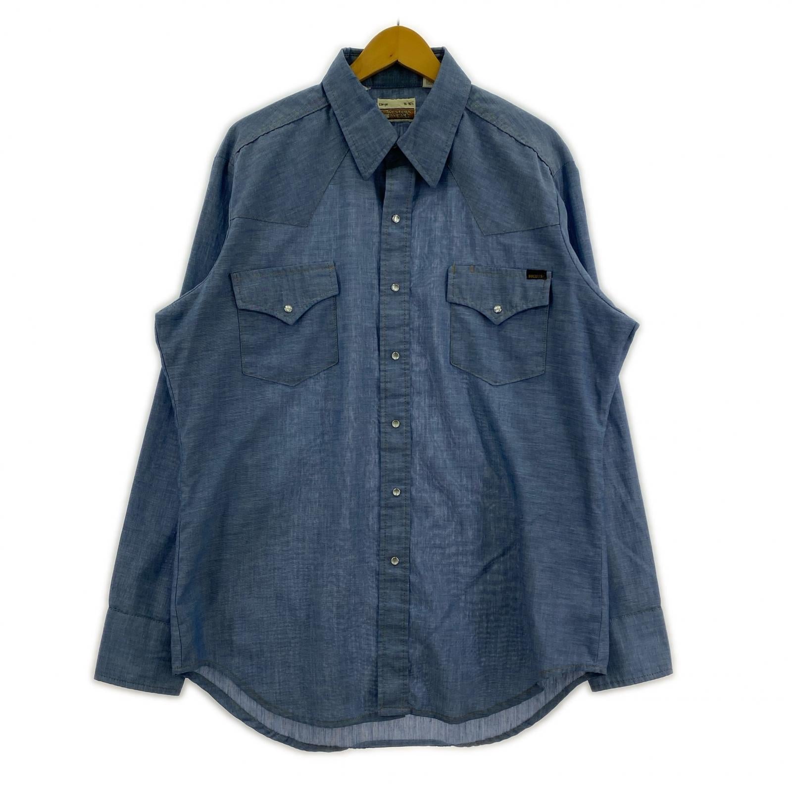 長袖シャツ 70s Sears ウエスタンシャツ ブルー(L) ブルー
