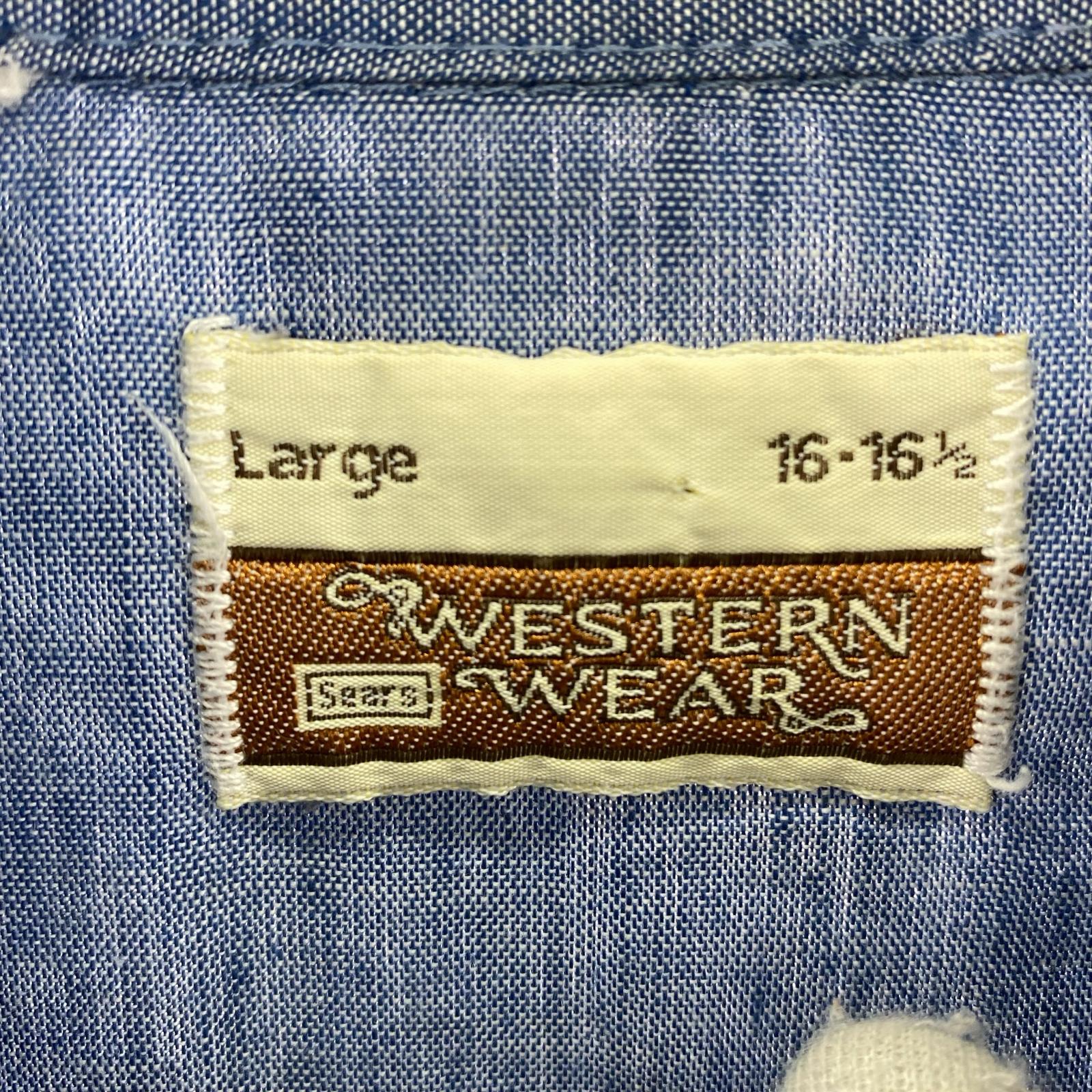 長袖シャツ 70s Sears ウエスタンシャツ ブルー(L) ブルー