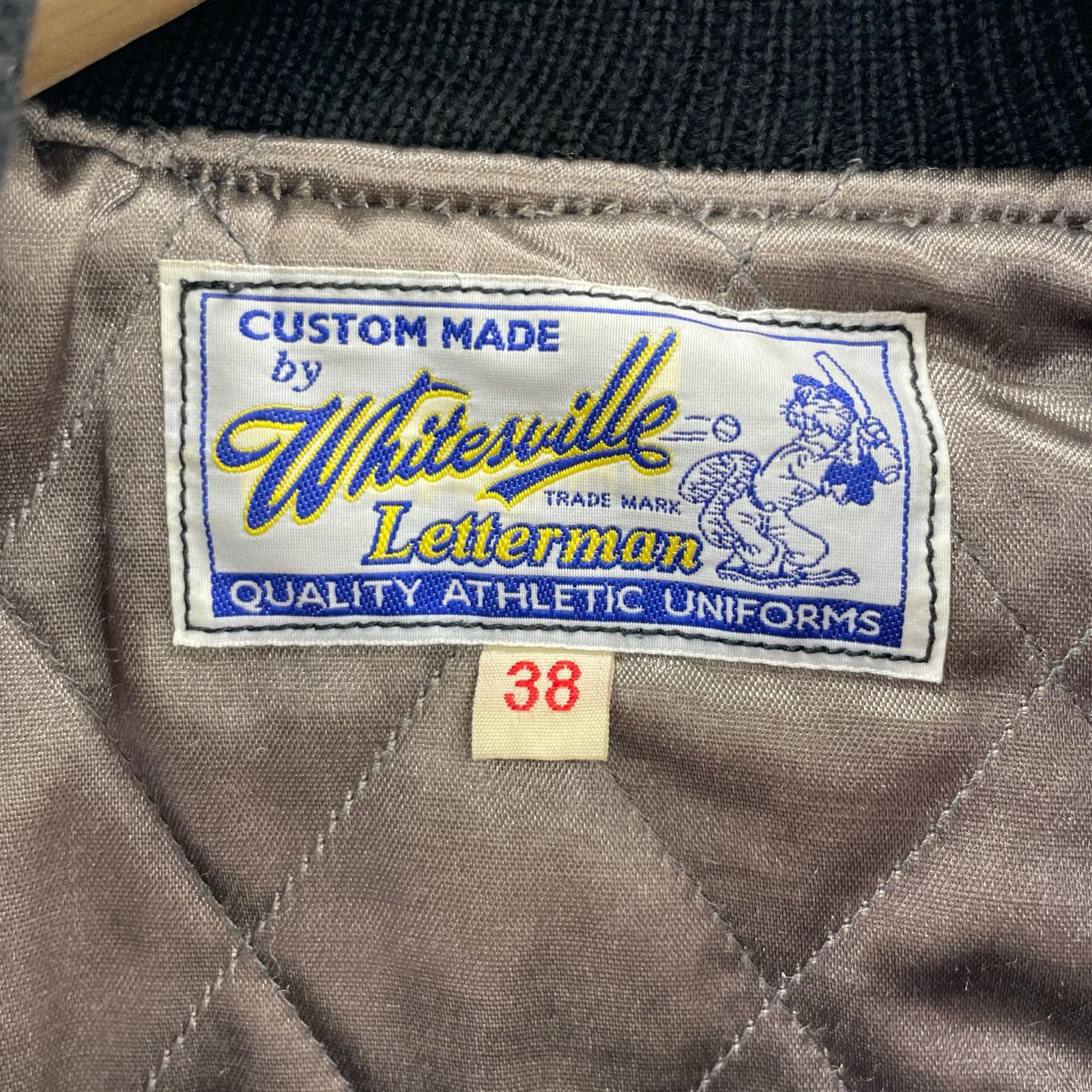 ジャケット Whiteville 虎 袖レザースタジャン 38 ブラック