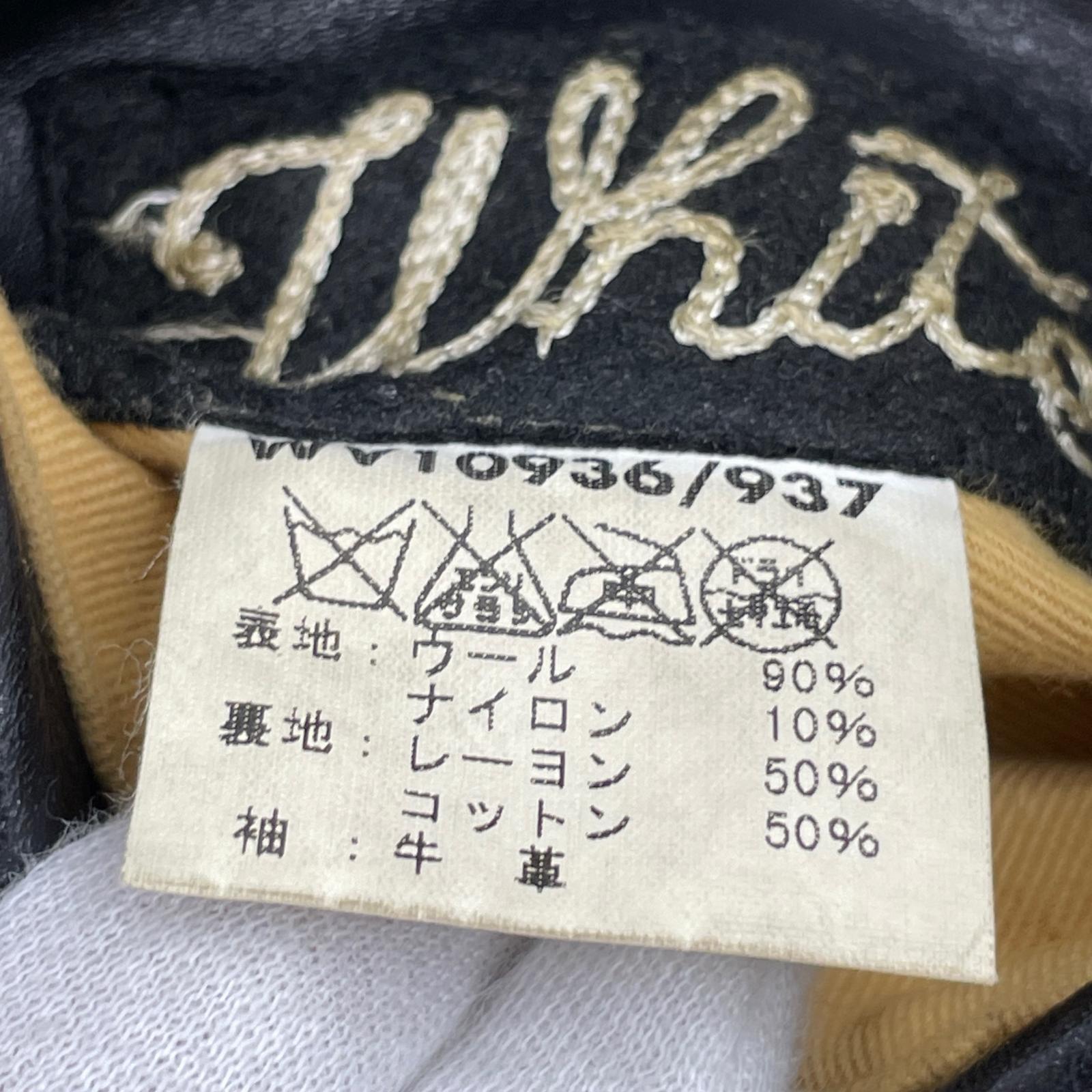 ジャケット Whiteville 虎 袖レザースタジャン 38 ブラック