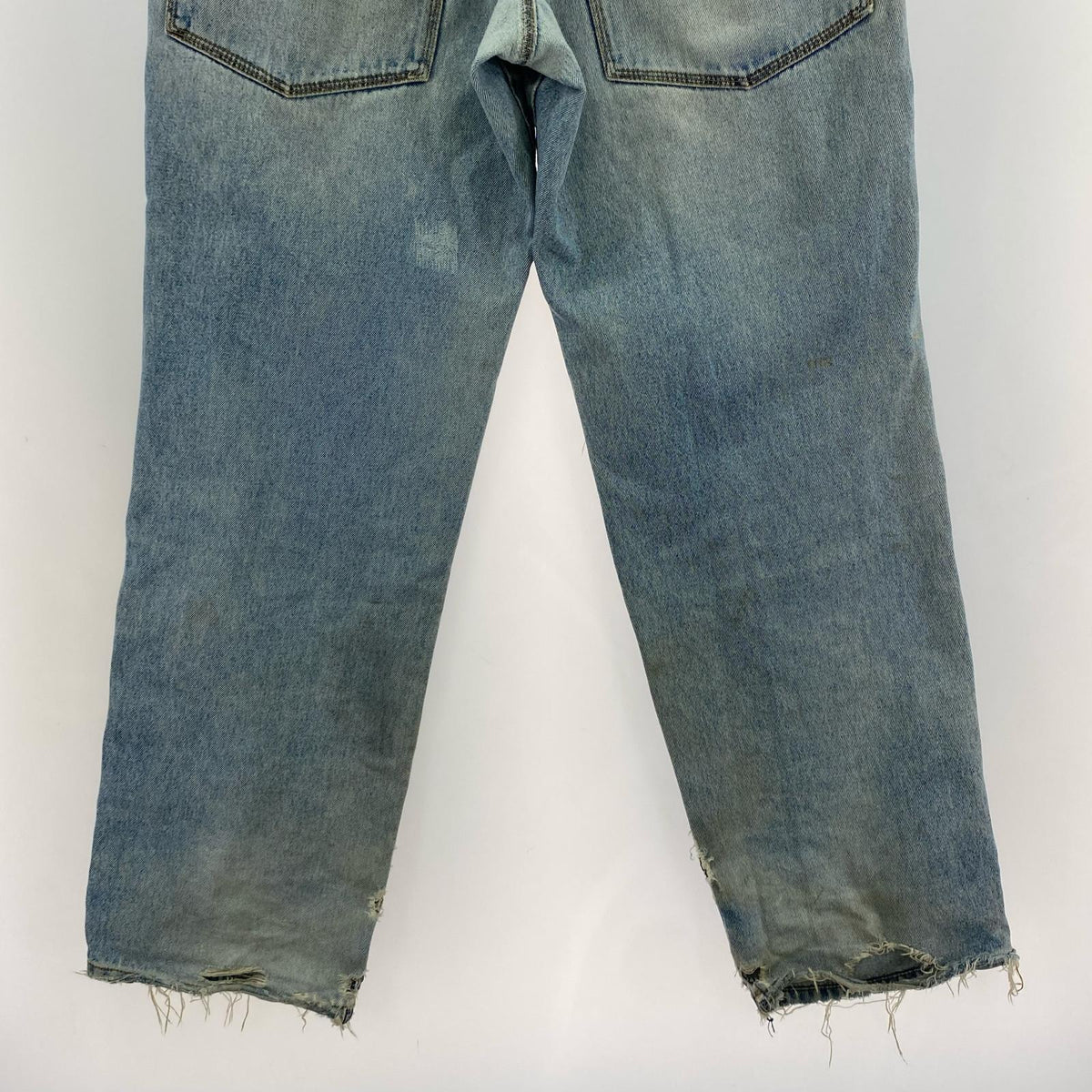 デニムパンツ 90s fubu ダメージ加工バギーデニム 32 ブルー