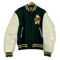 ジャケット 90s頃 GOLDEN BEAR 袖レザースタジャン(M) グリーン×クリーム M