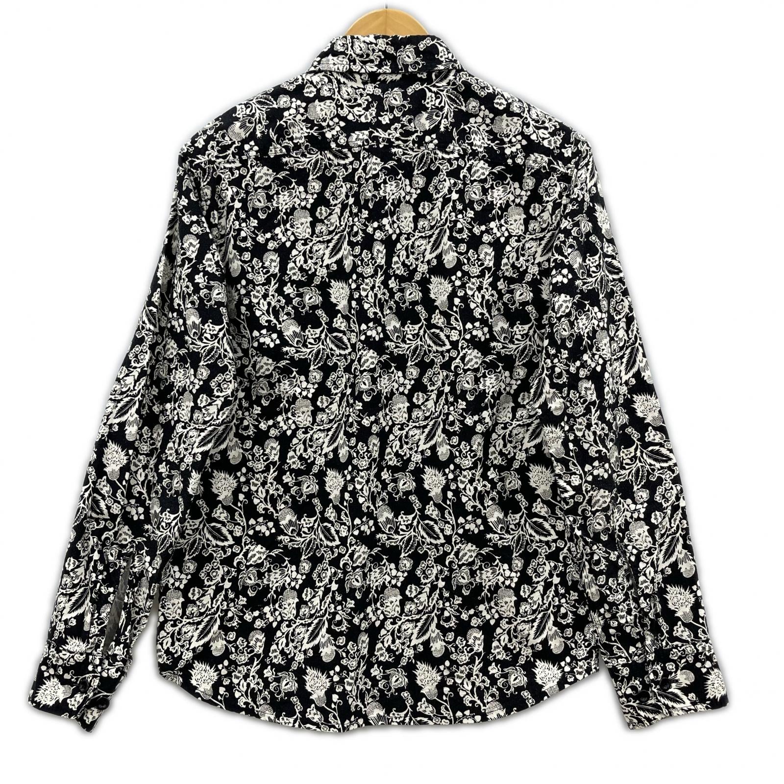 長袖シャツ CALEE L/S総柄シャツ S S ブラック