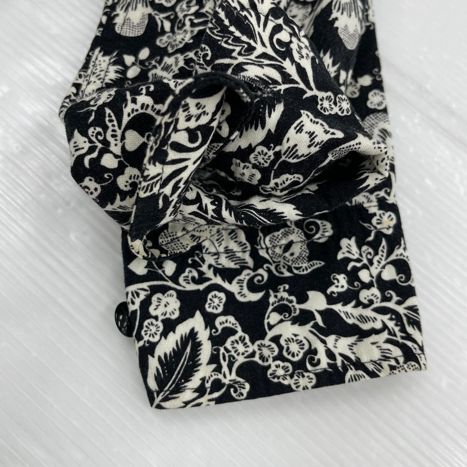 長袖シャツ CALEE L/S総柄シャツ S S ブラック