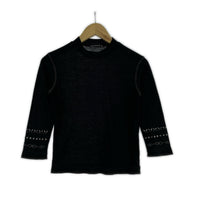 長袖Tシャツ L/S モッネック調 デザイン ウールカットソー (M)BLK M ブラック