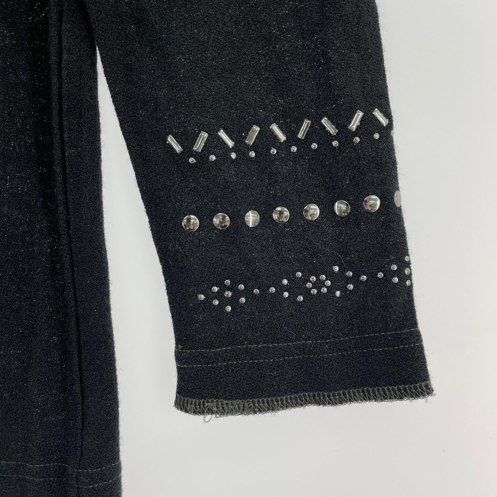 長袖Tシャツ L/S モッネック調 デザイン ウールカットソー (M)BLK M ブラック